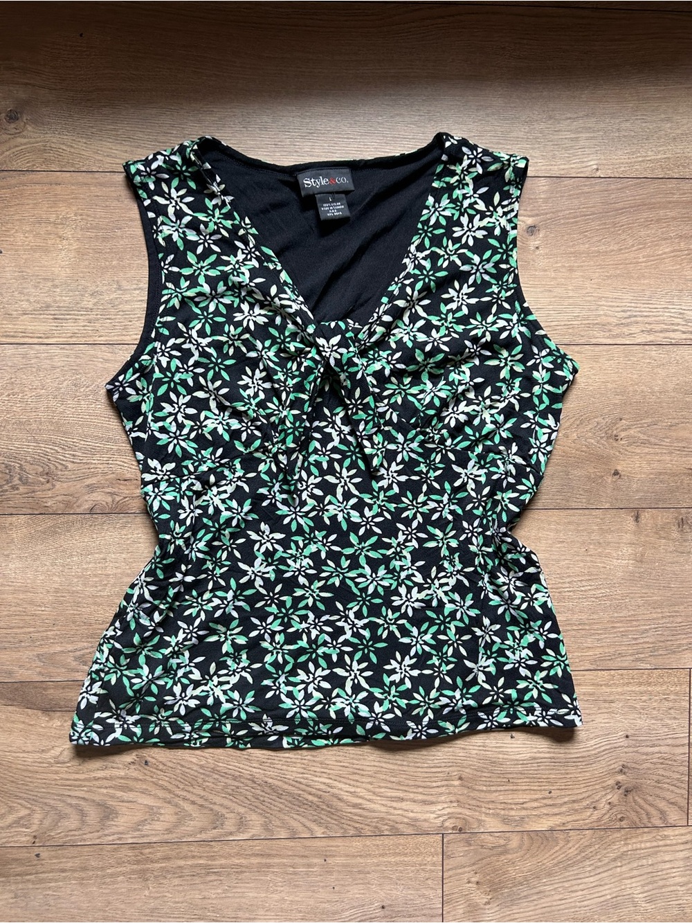 Style & Co. Floral Knot-Front Sleeveless Top